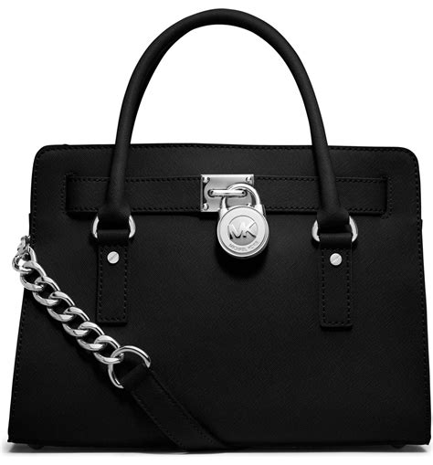 michael kors hamilton saffiano black silver|Michael Kors Hamilton bag.